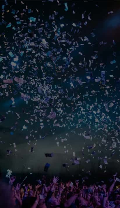 Concert crowd with confetti for live event production